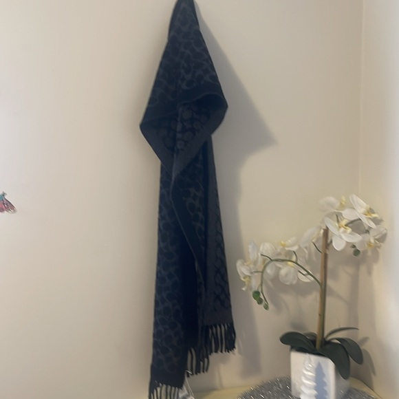 BNWT: Black and Dark Gray Coach Logo Scarf - Picture 4 of 15